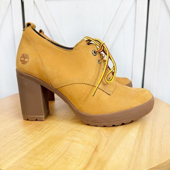 Timberland Camdale Oxford Heeled Booties Wheat Nubuck Suede Size 6.5 - Picture 10 of 10